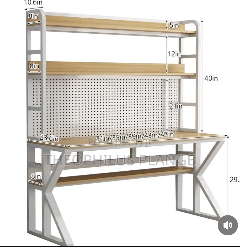 Double Decker Desk / Computer Desk With Pegboard