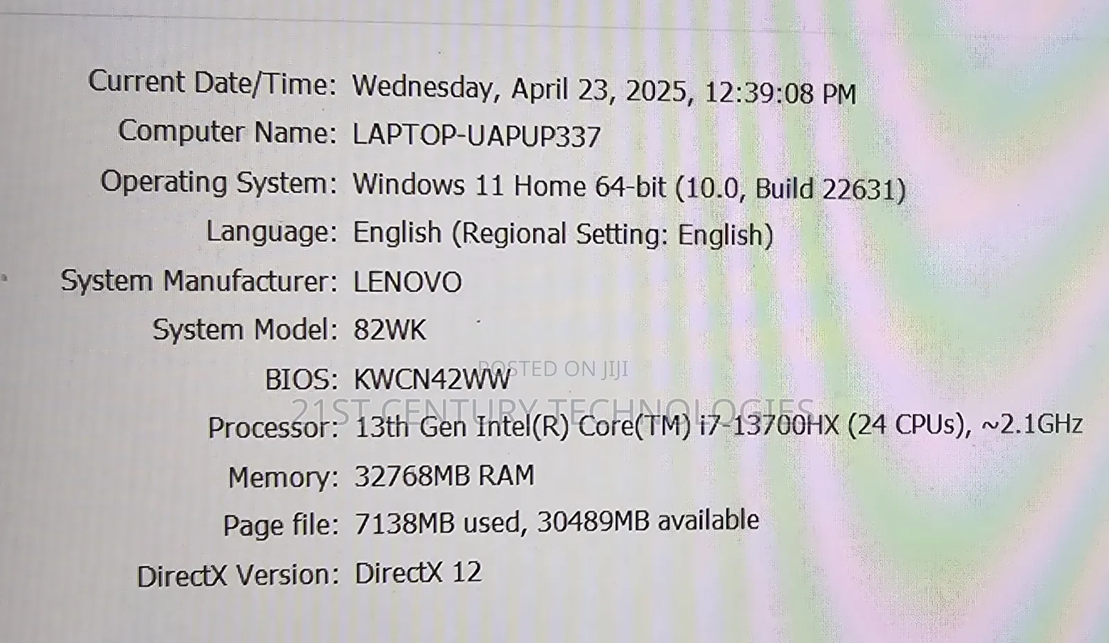 Laptop Lenovo Legion 5i 32GB Intel Core i7 SSD 1T