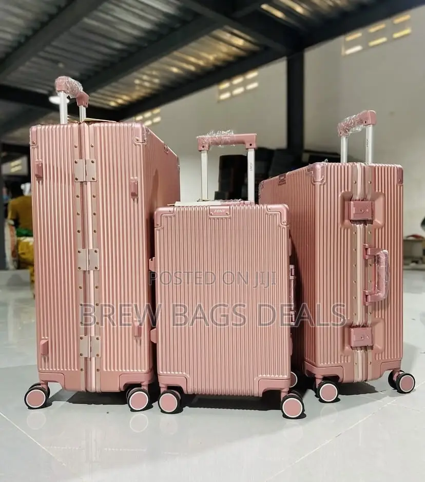 Jony Rosegold 3set Aluminum Purely Locks Trunk Suitcase.