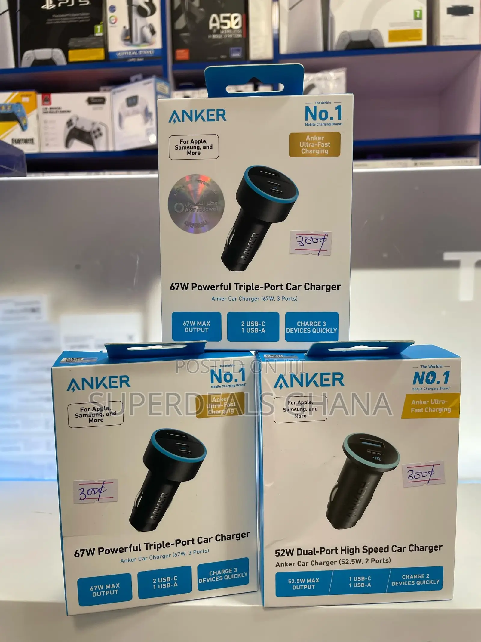 Anker 335 Car Charger 67w, With 2 Usb Type C