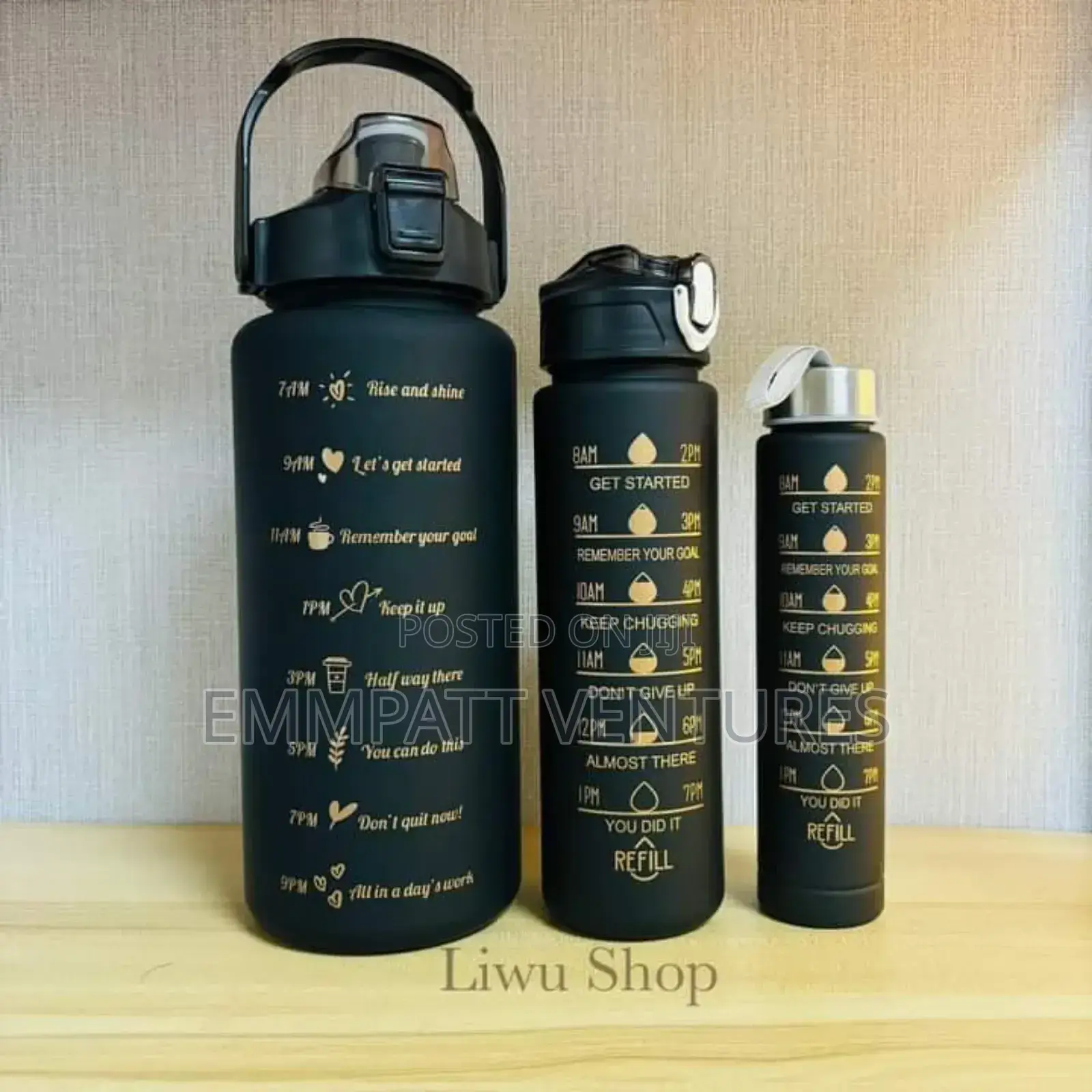 Executive Black 3 in 1 Water Bottle