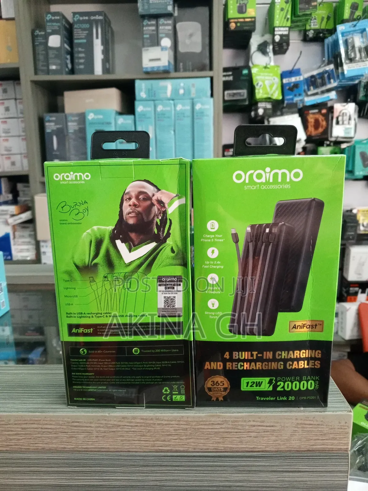 Oraimo 20000mah 12w Powerbank With Charging Cables Opb-P5201