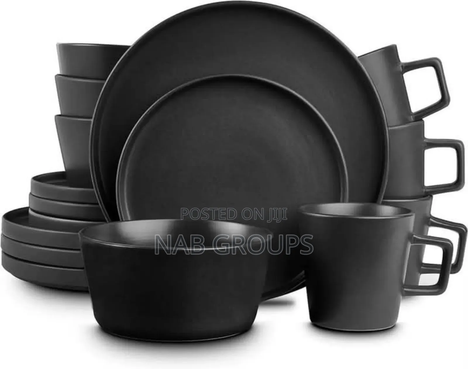 Matte 16pcs Black Dinner Set