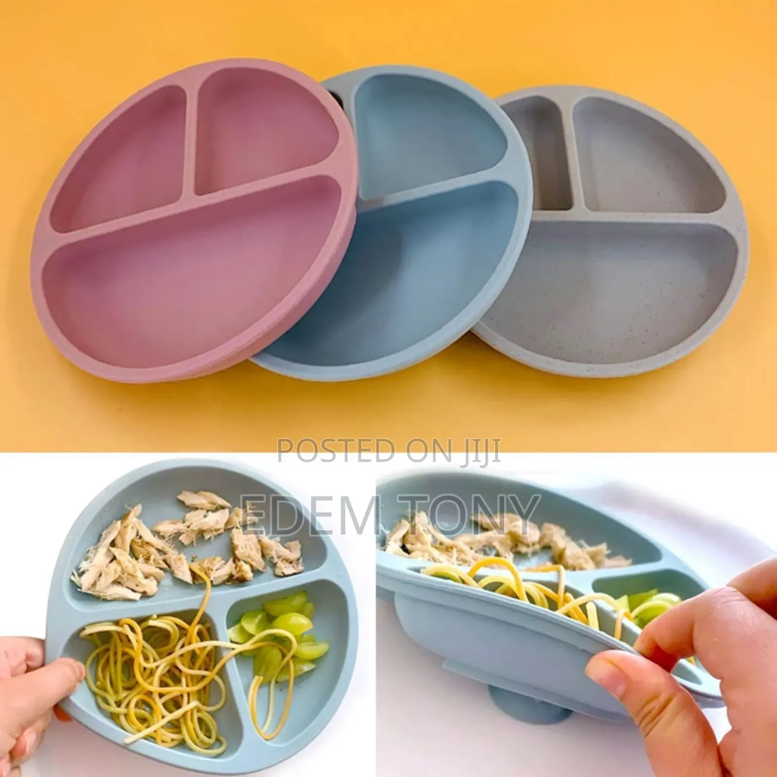 3pcs Baby Silicone Dining Plates