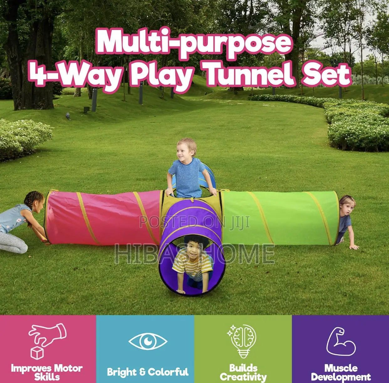 Gross Motor Skills 4 Way Kids Tent Crawl Through Play Tunnel