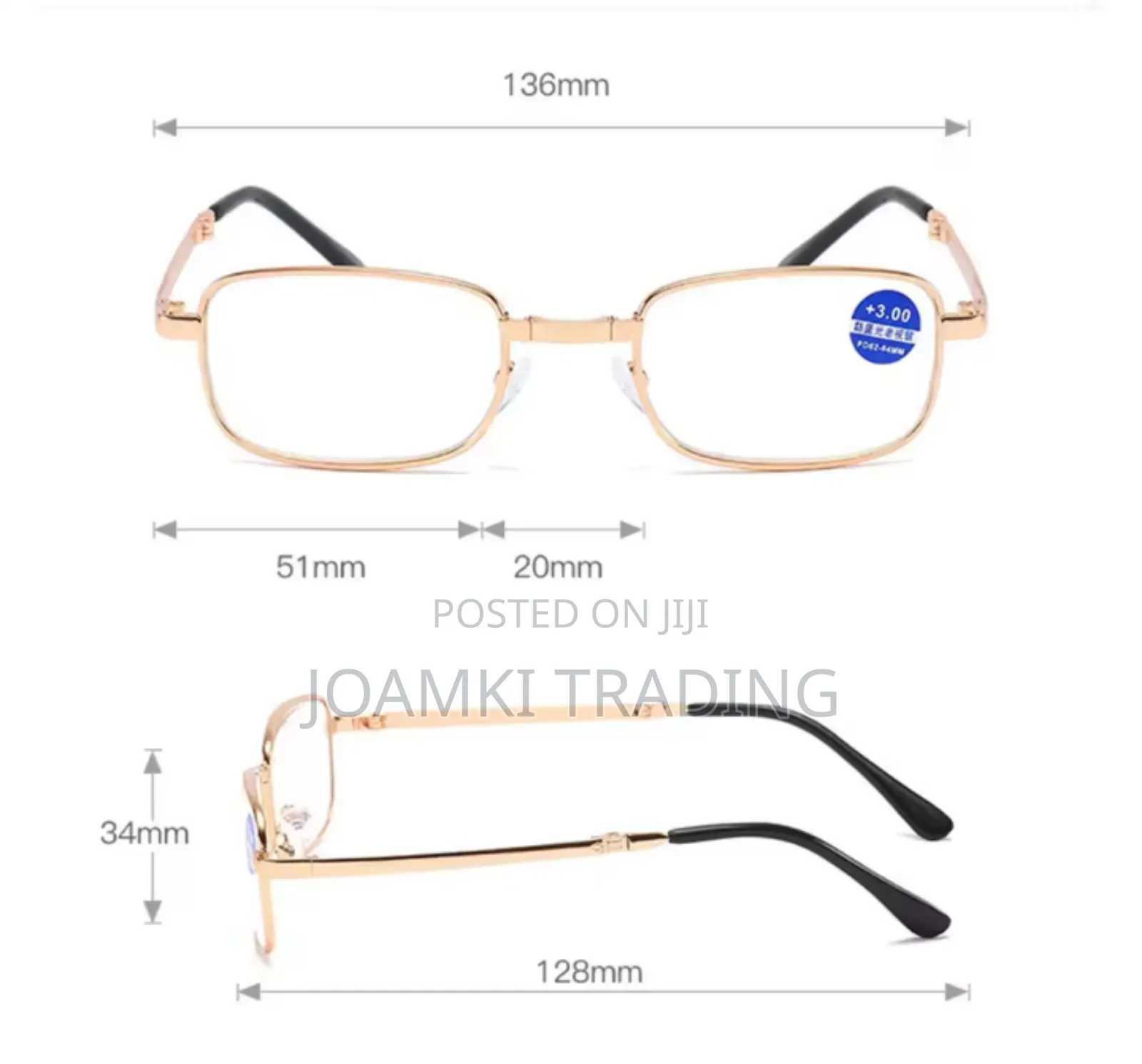 Presbyopia Anti Blue Light Reading, Metal Foldable Glasses.
