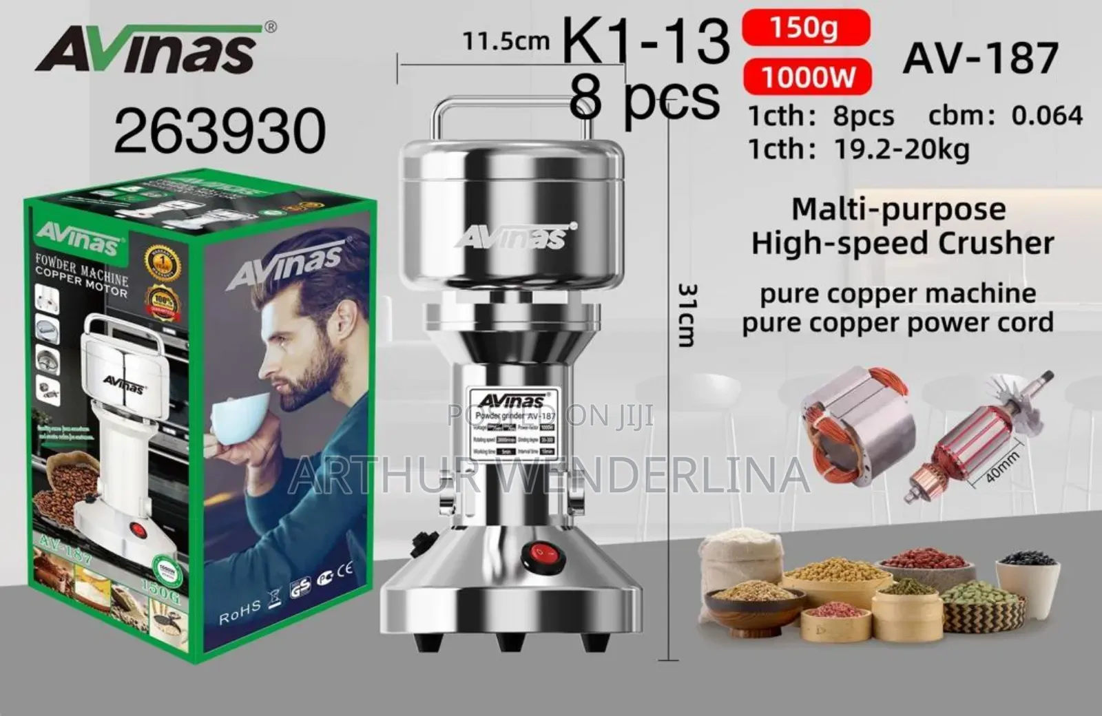 Avinas Professional 150g Spice/ Coffee / Powder Grinder