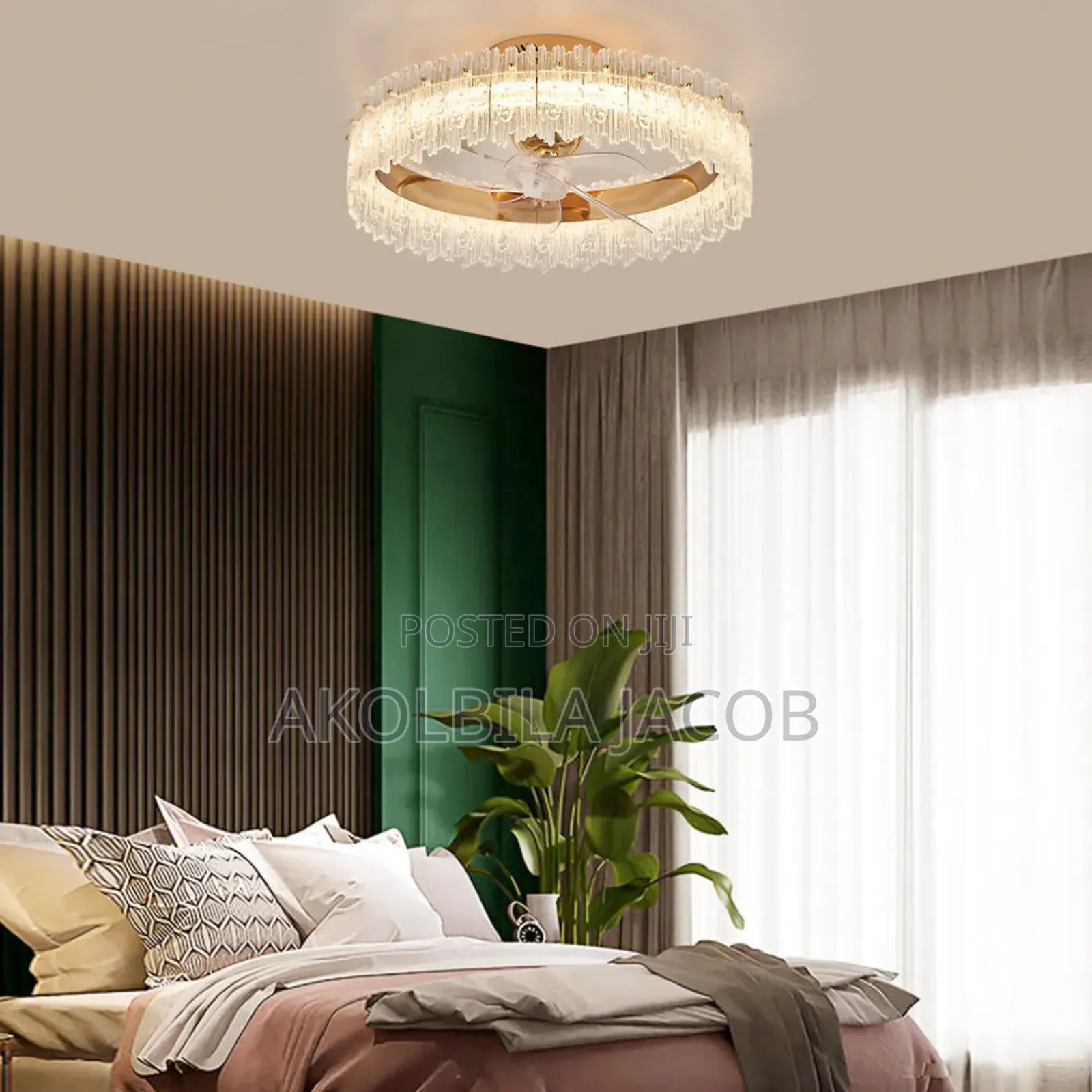 Chandelier Crystal Fan