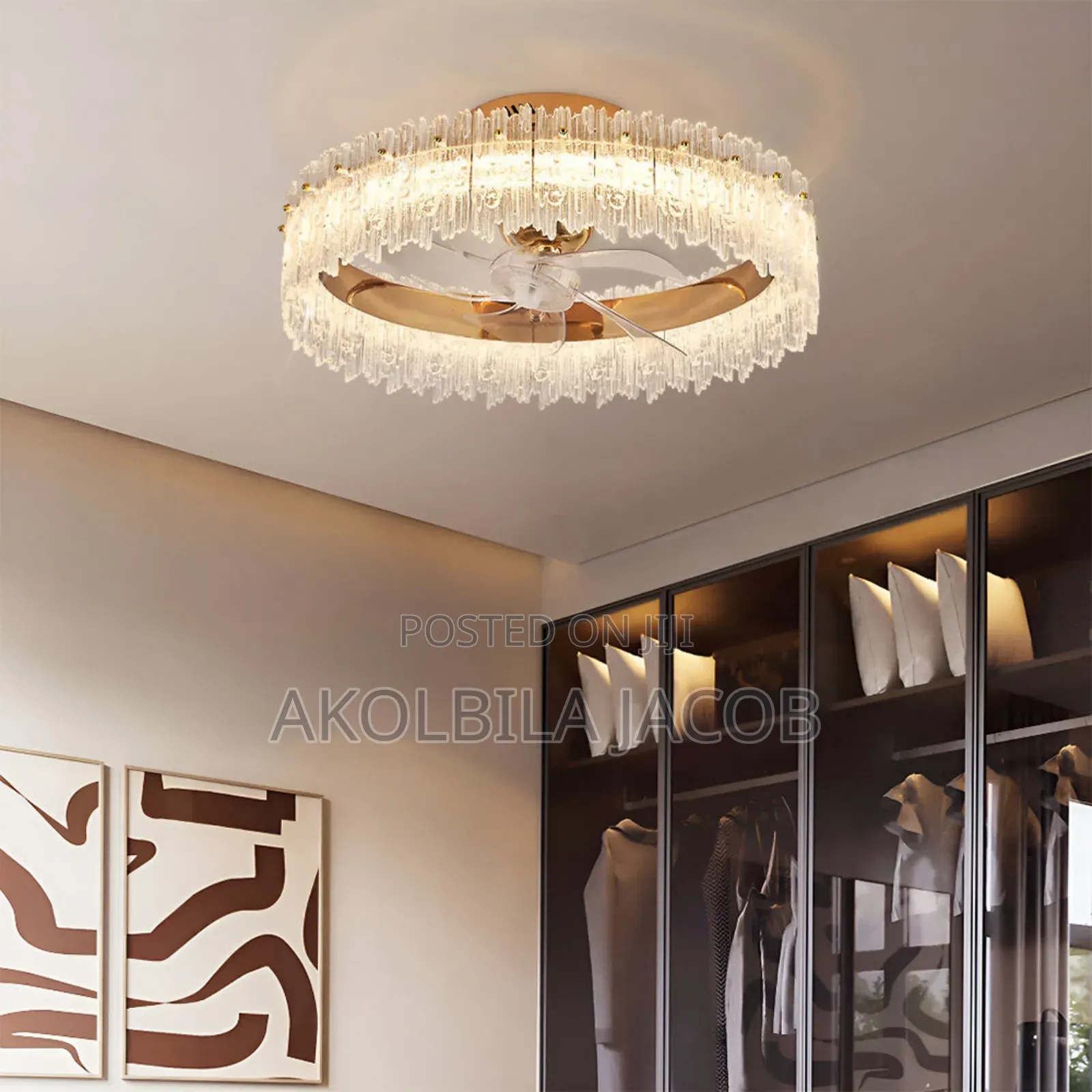 Chandelier Crystal Fan