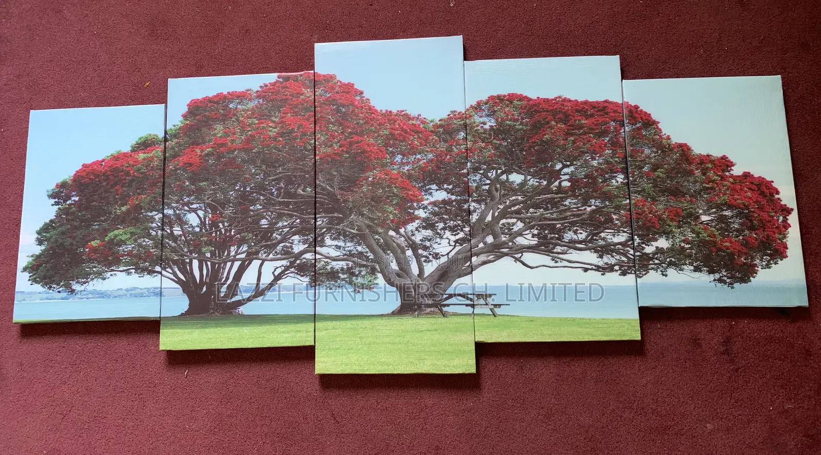 2 Tree Wall Arts Canvas Frame 5 Panels 3d Exotic Space Item