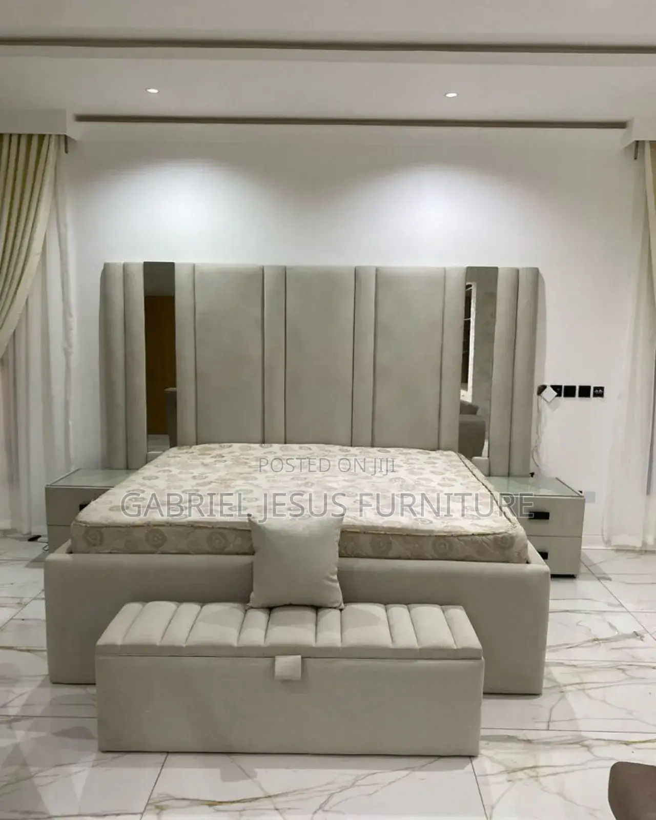 King Size Bed Frame With Mattress Nightstand and Couch
