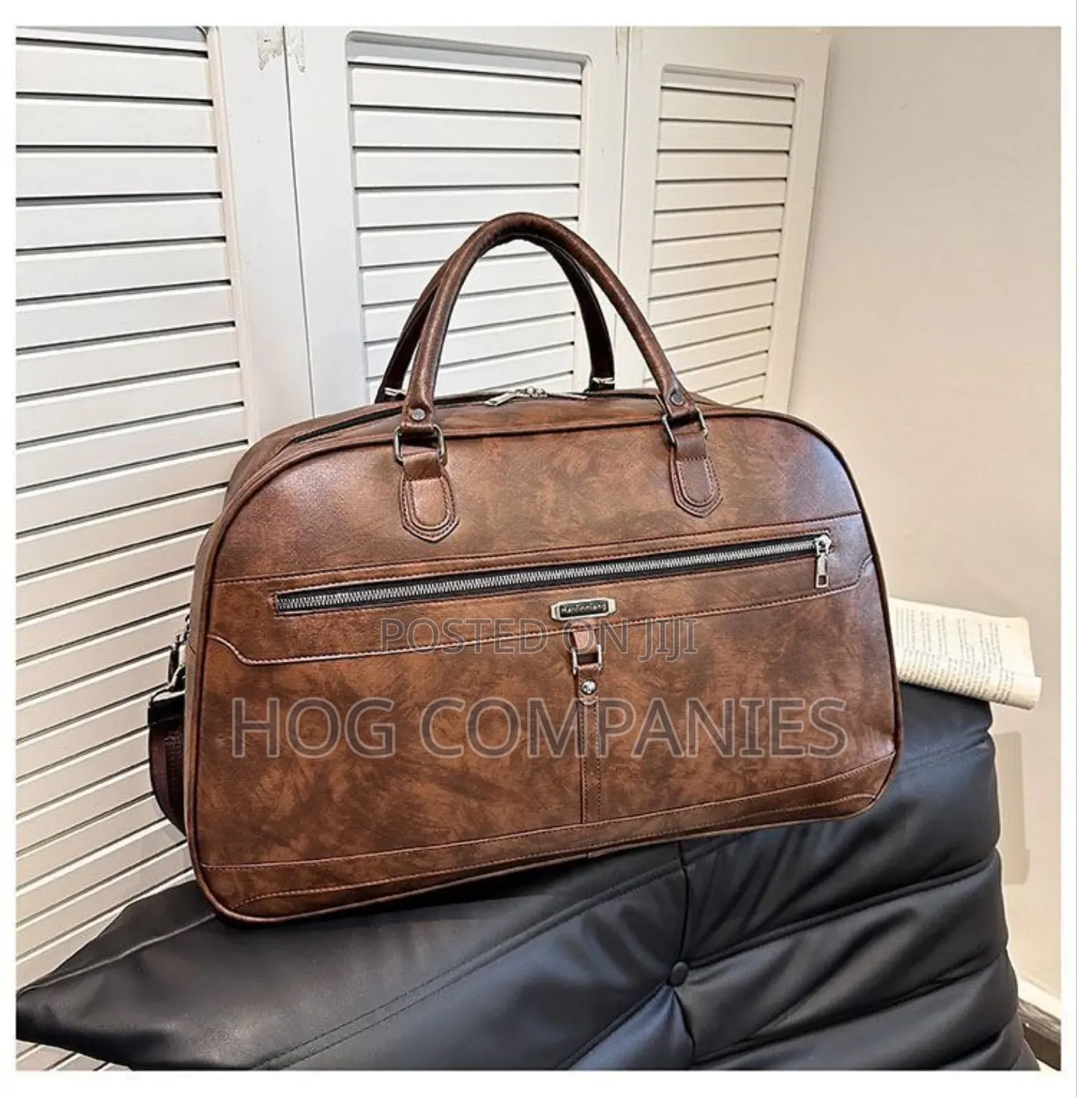 Large Capacity Leather Travel Duffle Bag