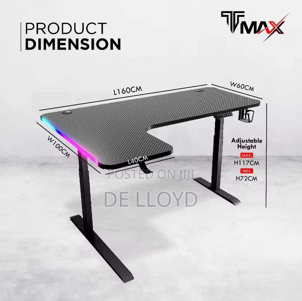 L Electric Adjustable Table (160 Cm by 65 Cm)