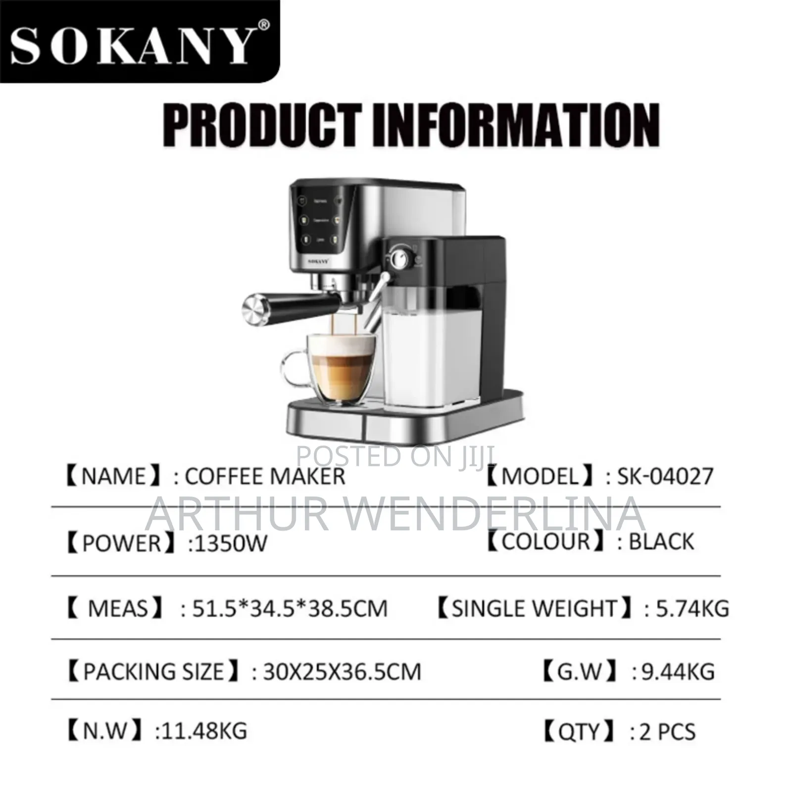 Sokany 20bar 3-in-1 Coffee Maker.1350watt