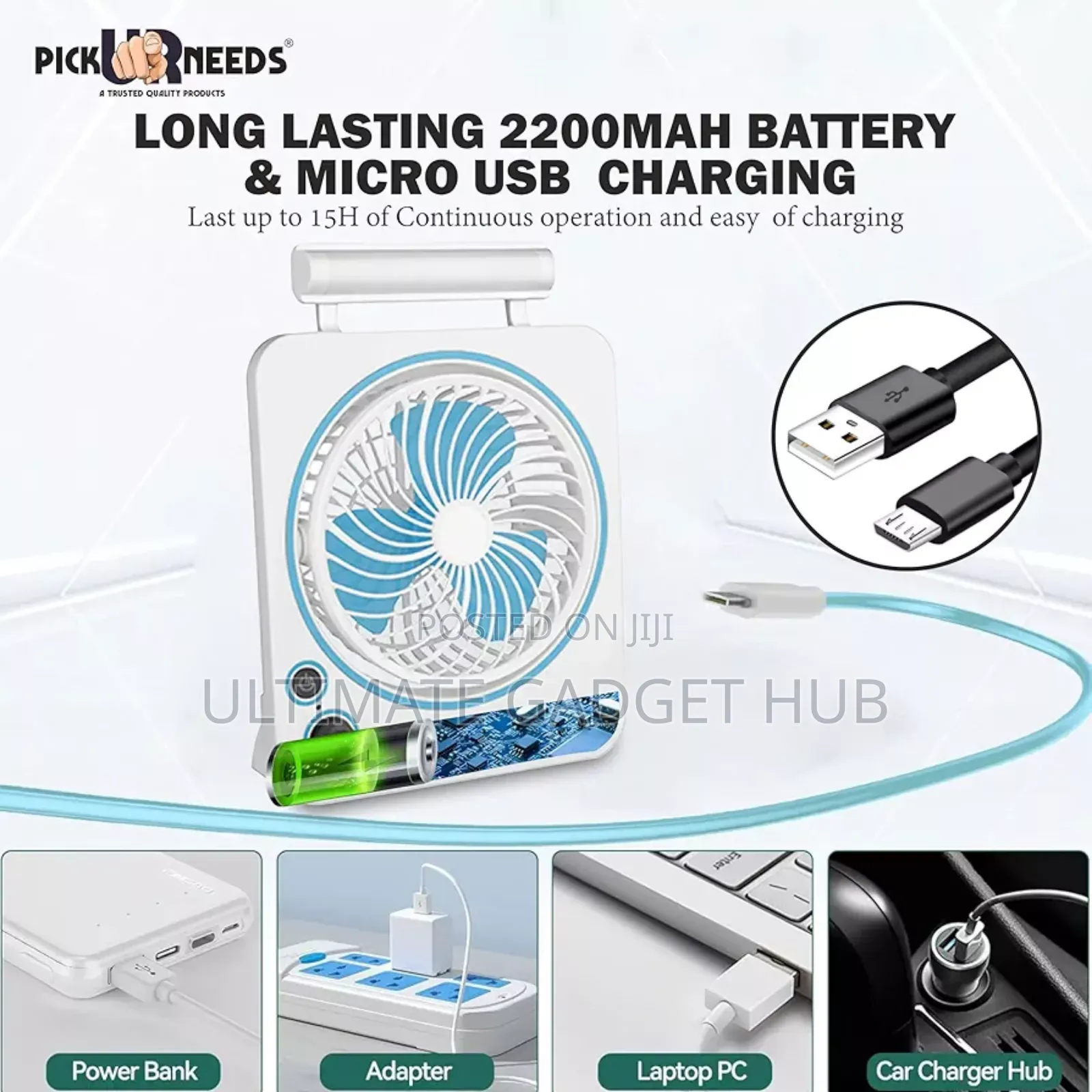 Rechargeable Fan With Table Lamp
