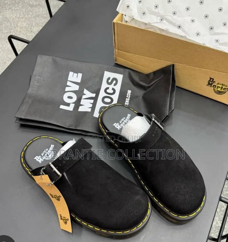Dr Martens Black Suede Sandals