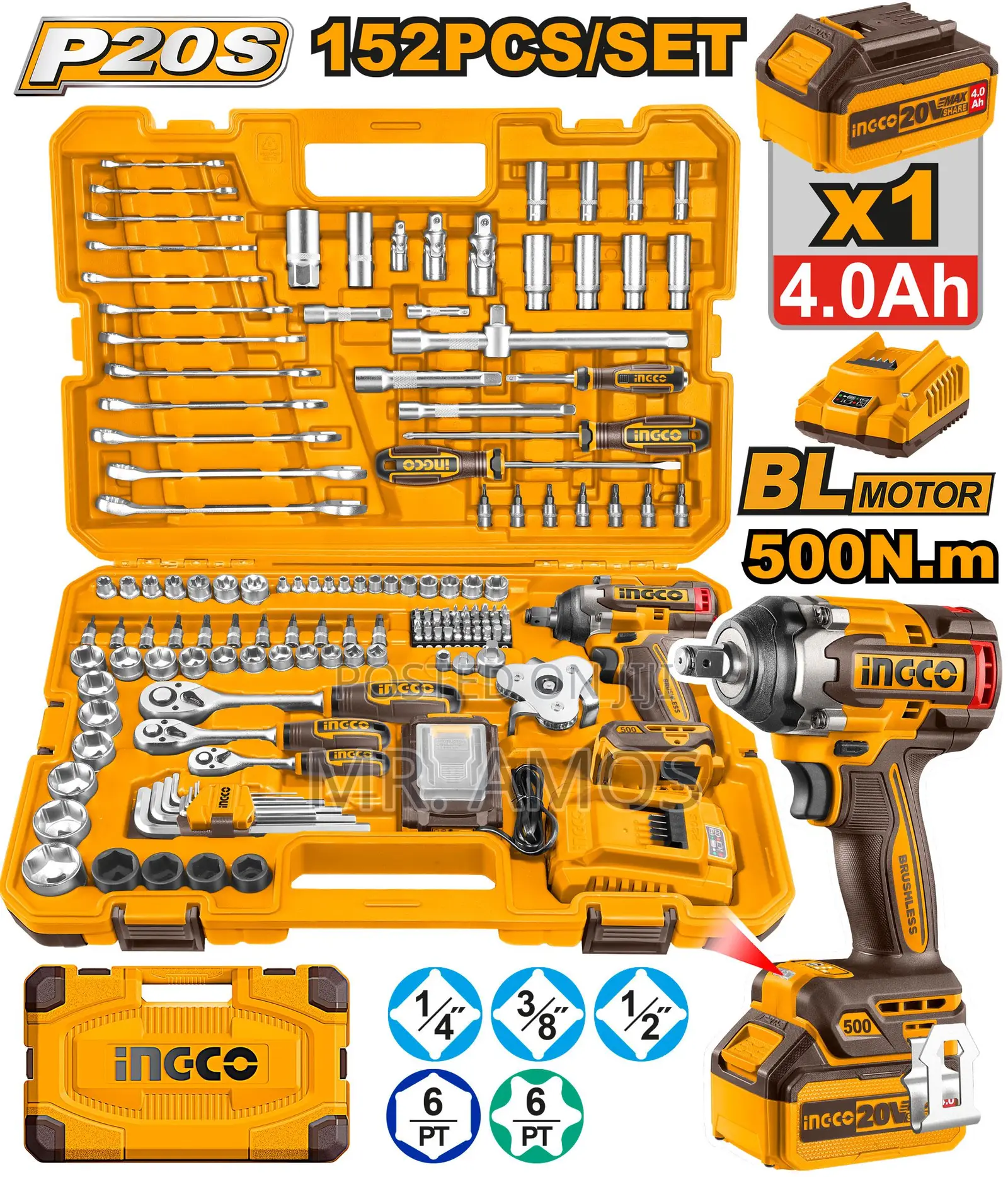 152pcs Tool Set With Cordless Impact Wrench - Hkthp31521