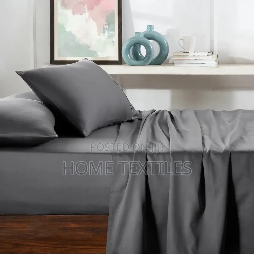 2 Charcoal Grey Bedsheet With 4 Pillow Cases