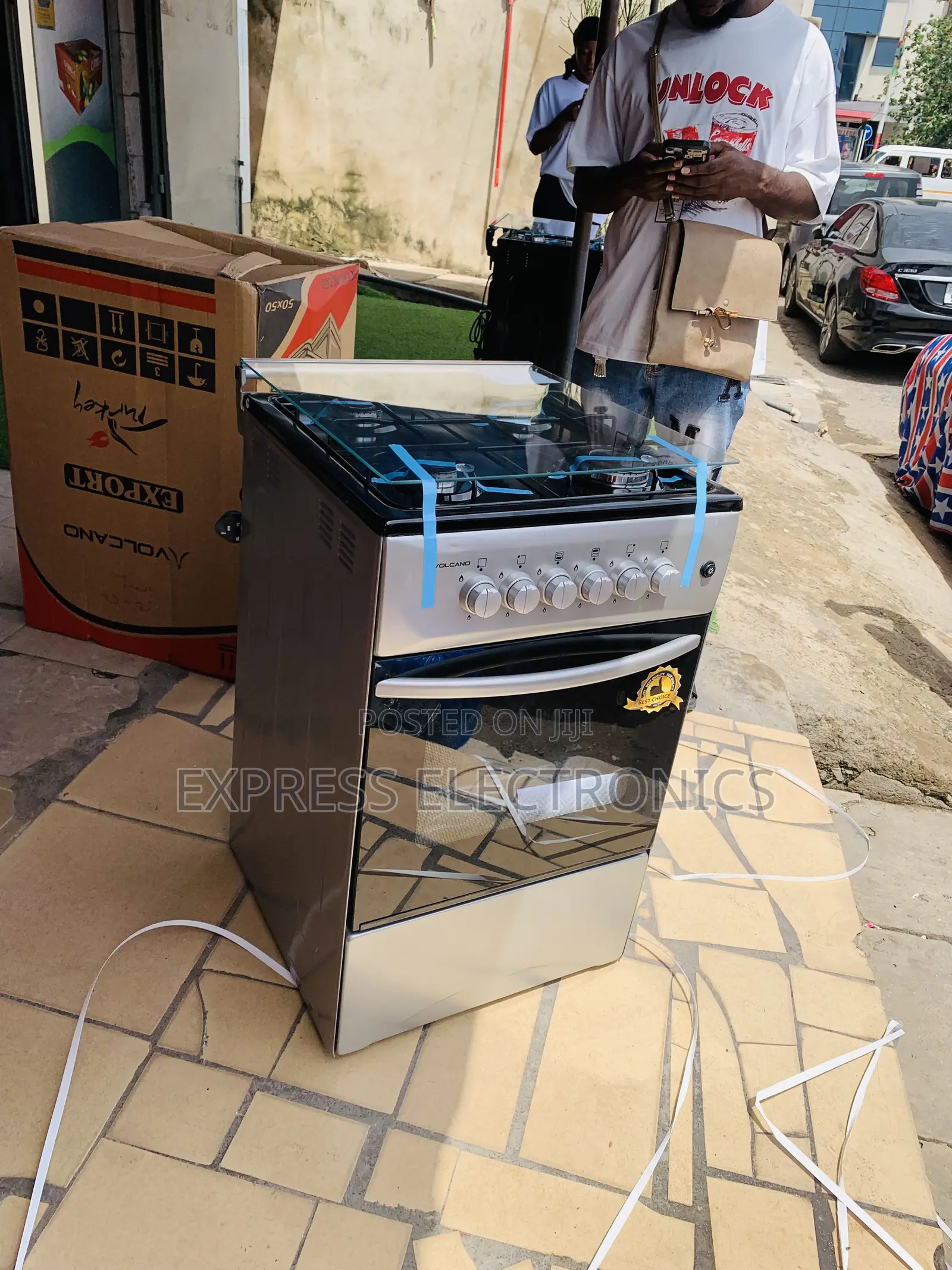 Lovely  New Grey Auto Ignition Volcano 4burner 50-60