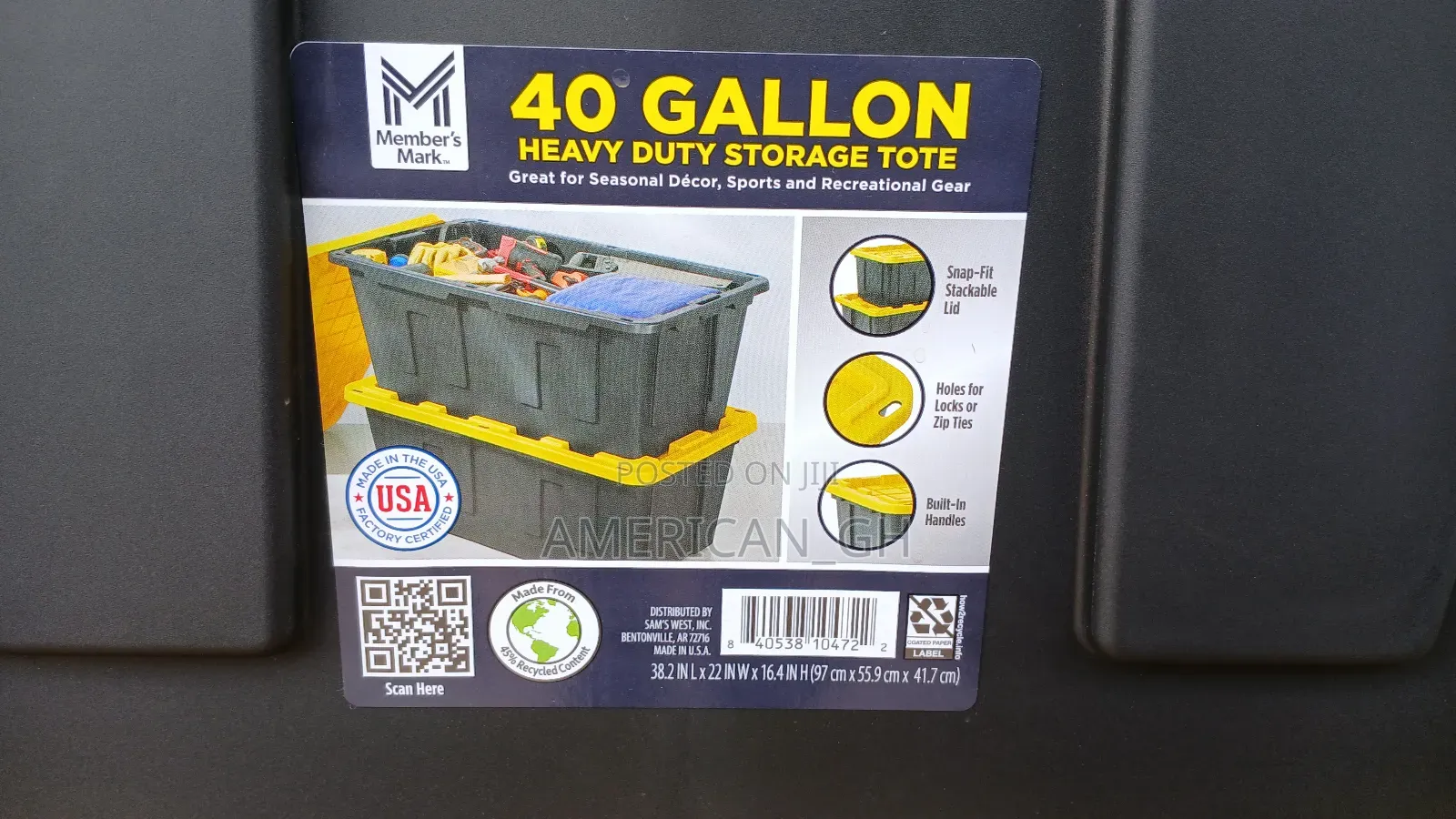 40 Gallons Heavy Duty Storage Tote