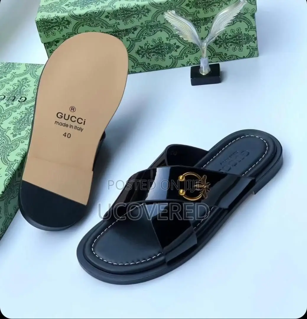 High Quality Cross Leather Slippers