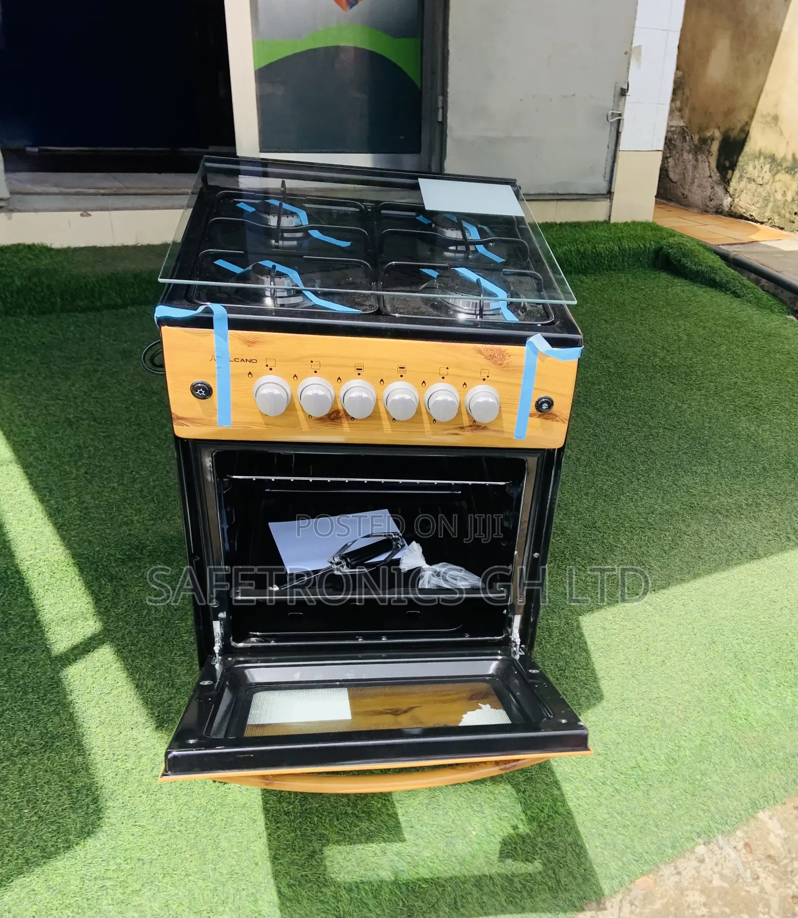Super Reliable Wooden 50x50 4 Gas Cooker Volcano Glass Lid