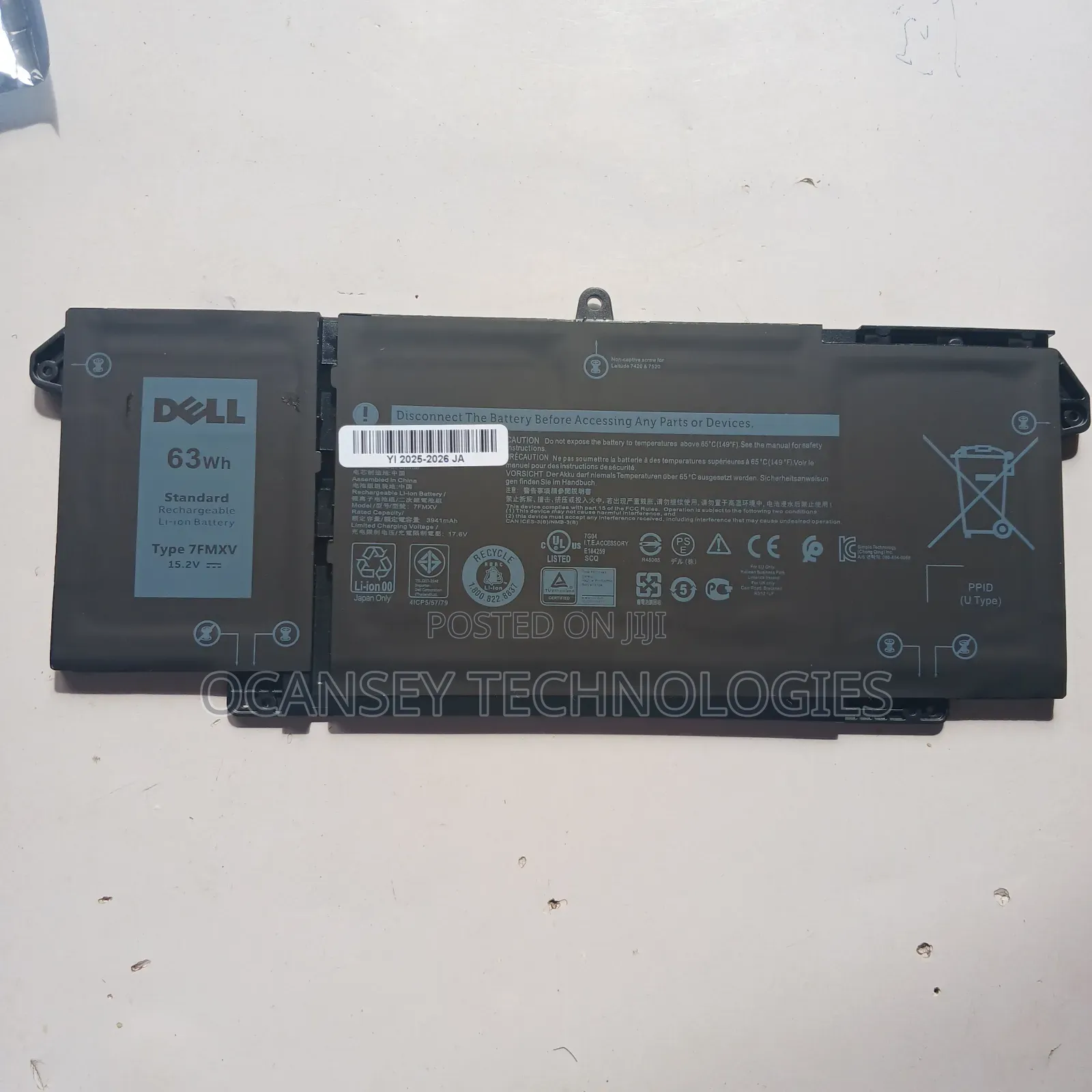 Original Dell 7fmxv Battery for Latitude 5320 7320 7420 7520