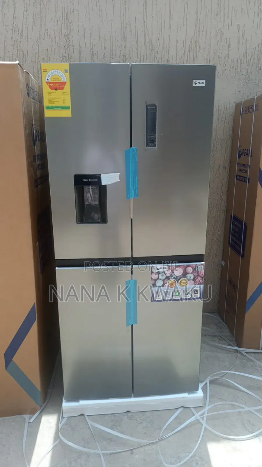 Water Dispenser Pearl 4 Doors Side by Side Fridge Silver
