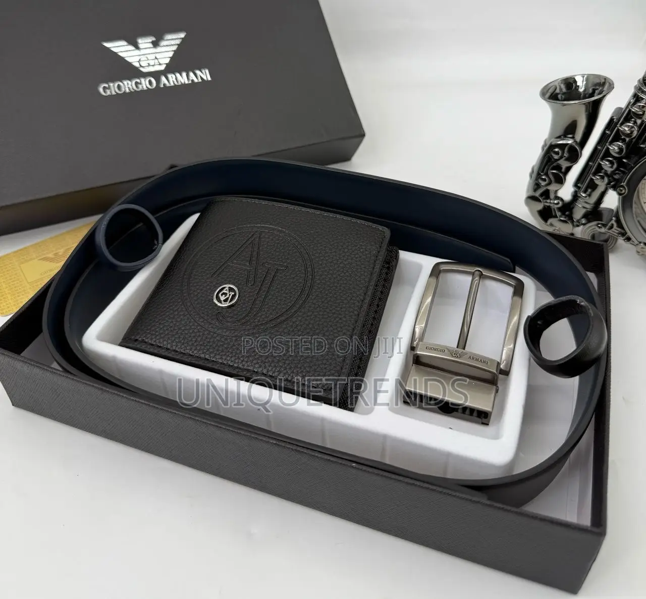 Genuine Leather Reversible Belt With Wallet Set