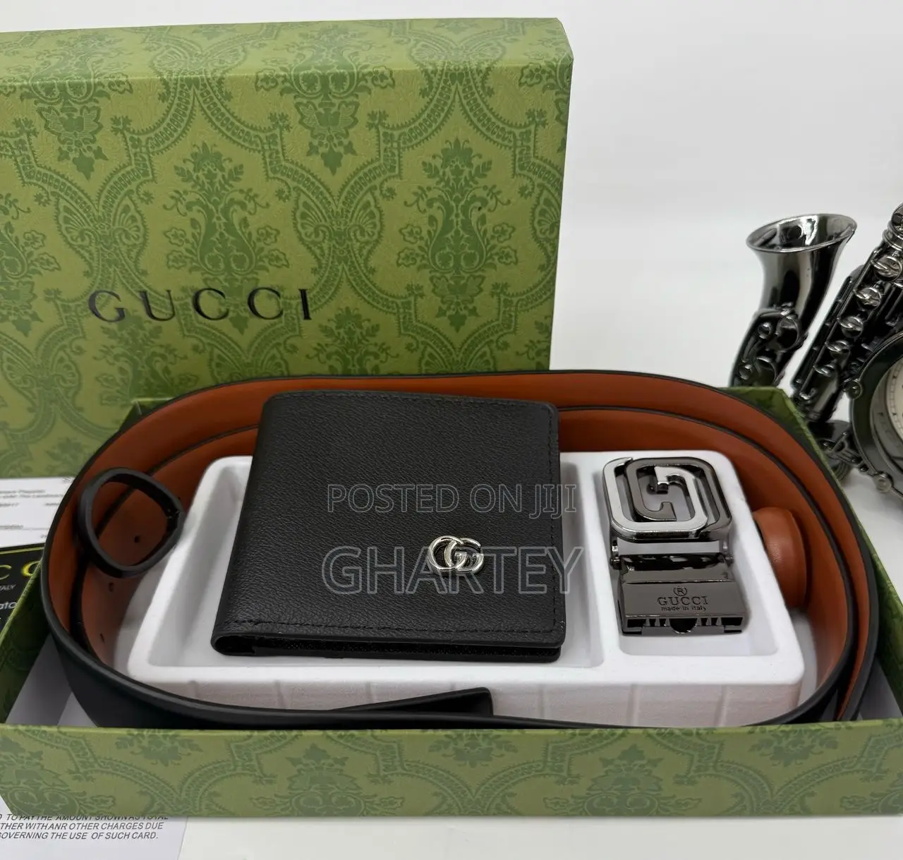 Gucci Leather Wallet Belt Combo