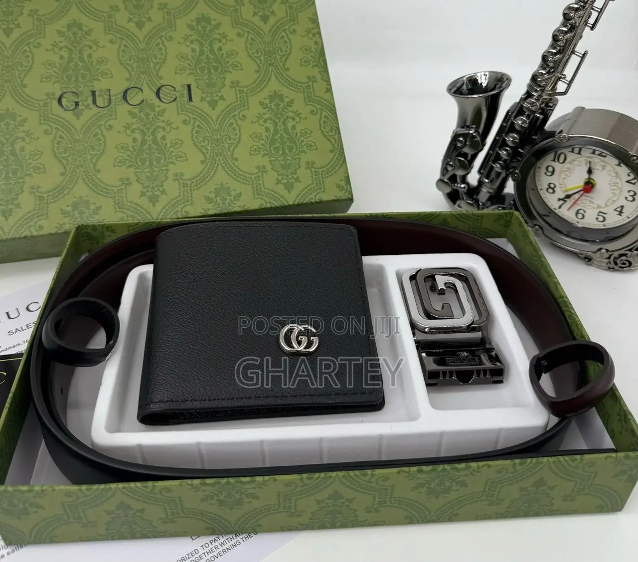 Gucci Leather Wallet Belt Combo