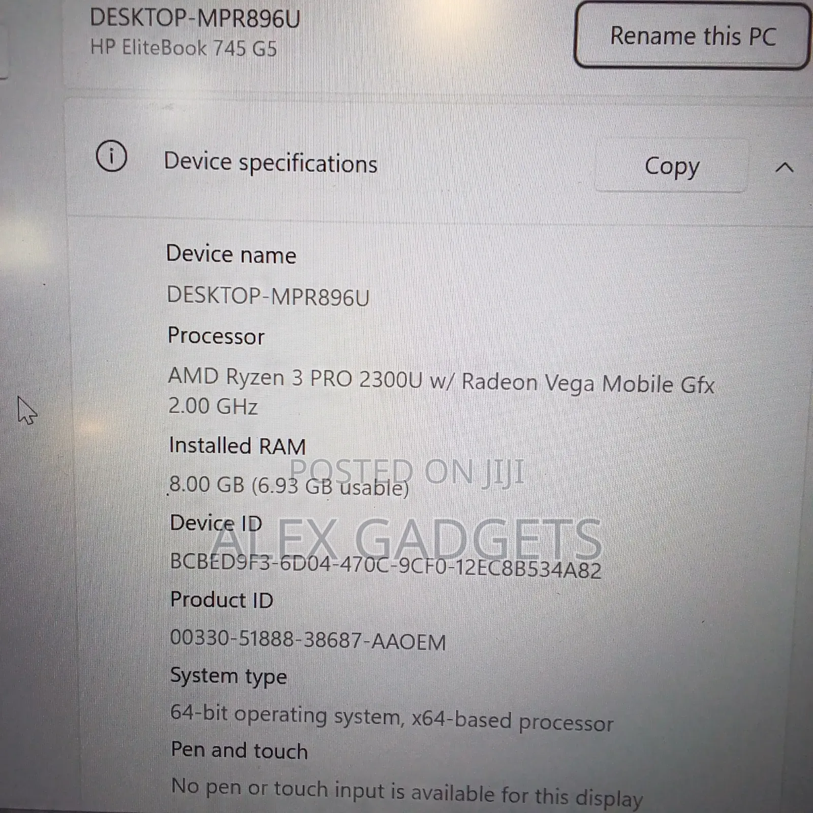 Laptop HP EliteBook 745 G5 8GB AMD Ryzen 3 SSD 128GB