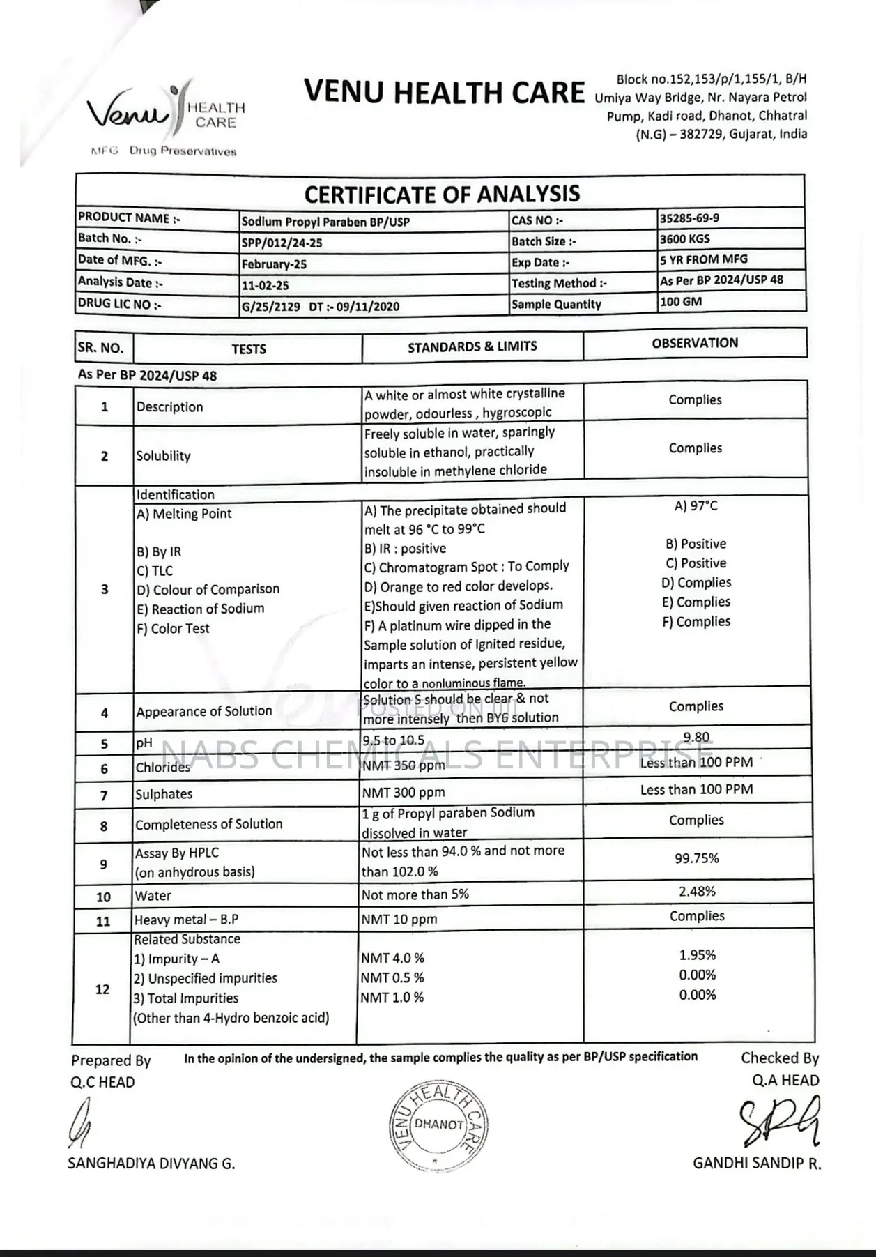 Sodium Propyl Paraben Bp