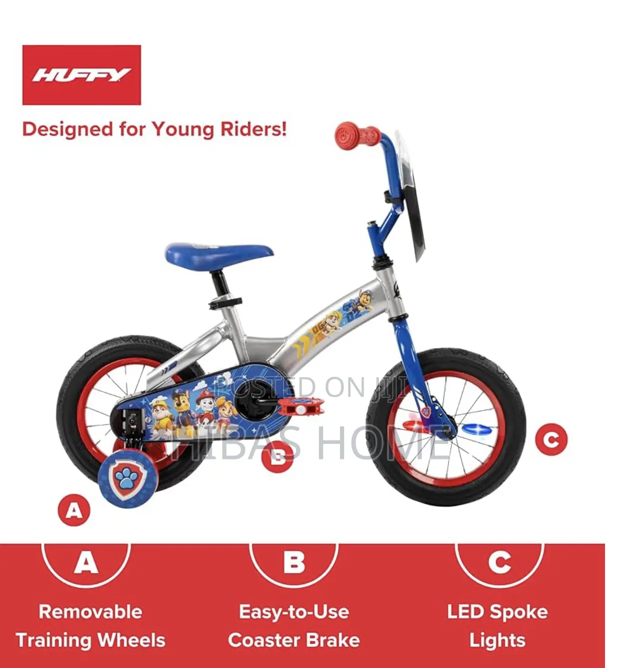 Huffy Paw Patrol 12” Bicycle For Kids Lights 3-5yrs