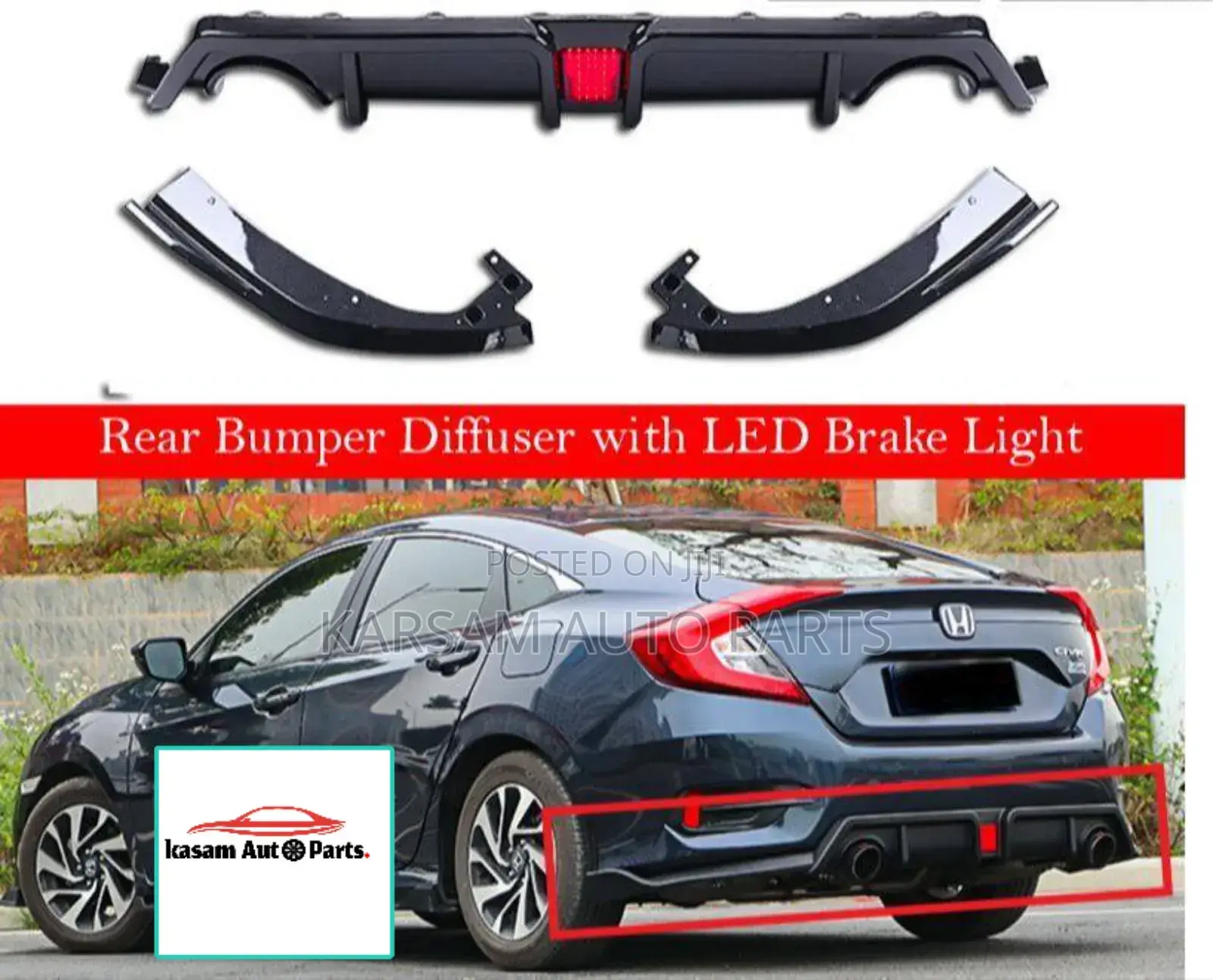 Honda Civic Diffuser 2016-2020 With Light in It and Back