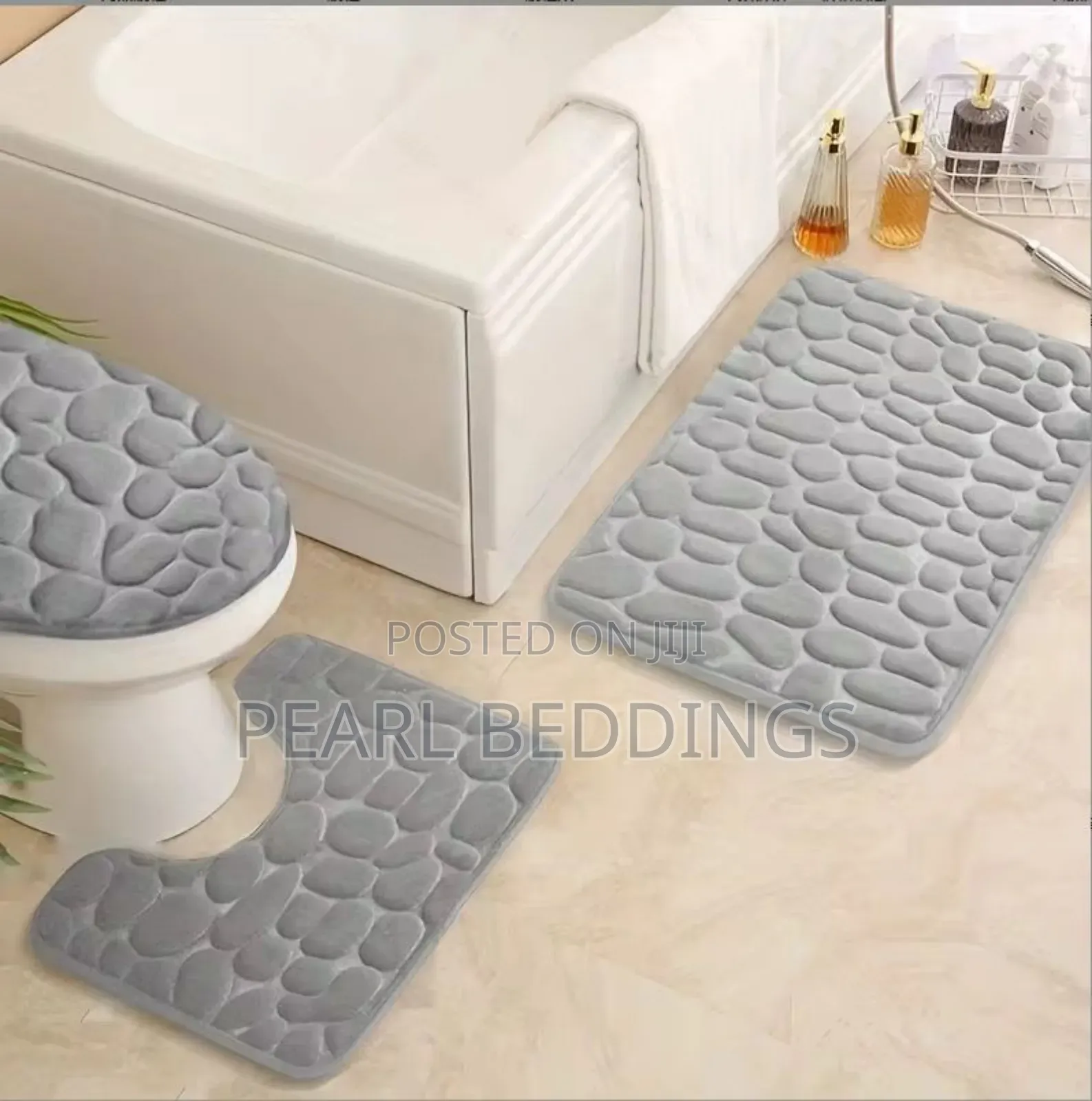 3pcs Non Slip Bathroom Mat Set Available in Stunning Designs