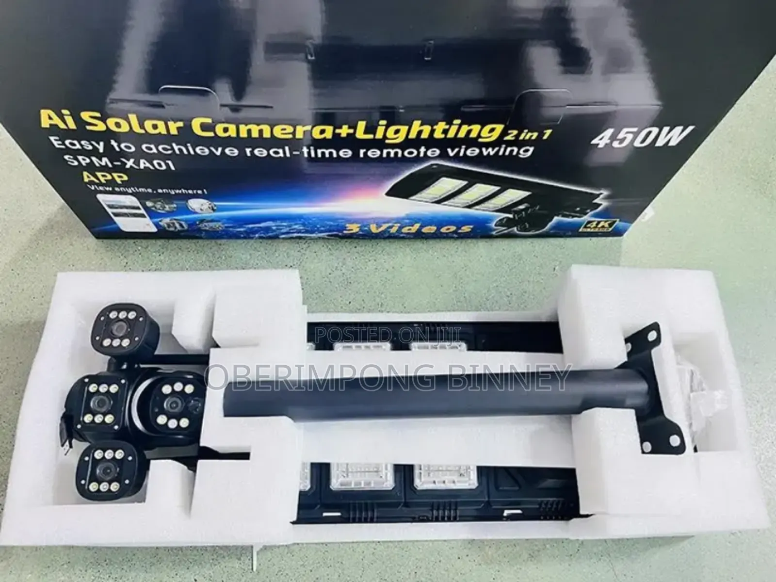 4g Solar Camera With Street Light Triple Lens Works All Sim
