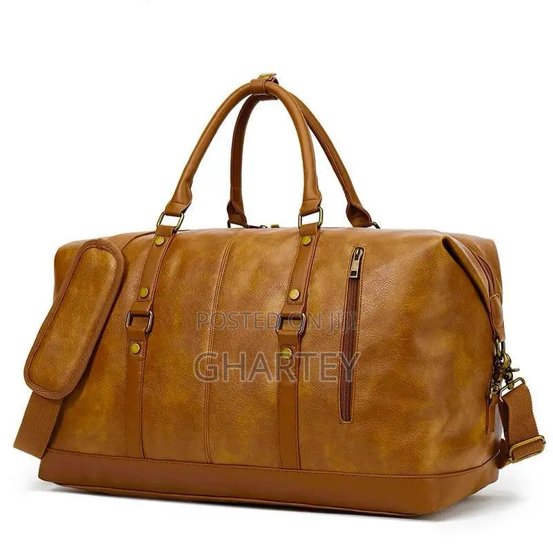 Quality Waterproof Leather Material Duffle Bag || Brown