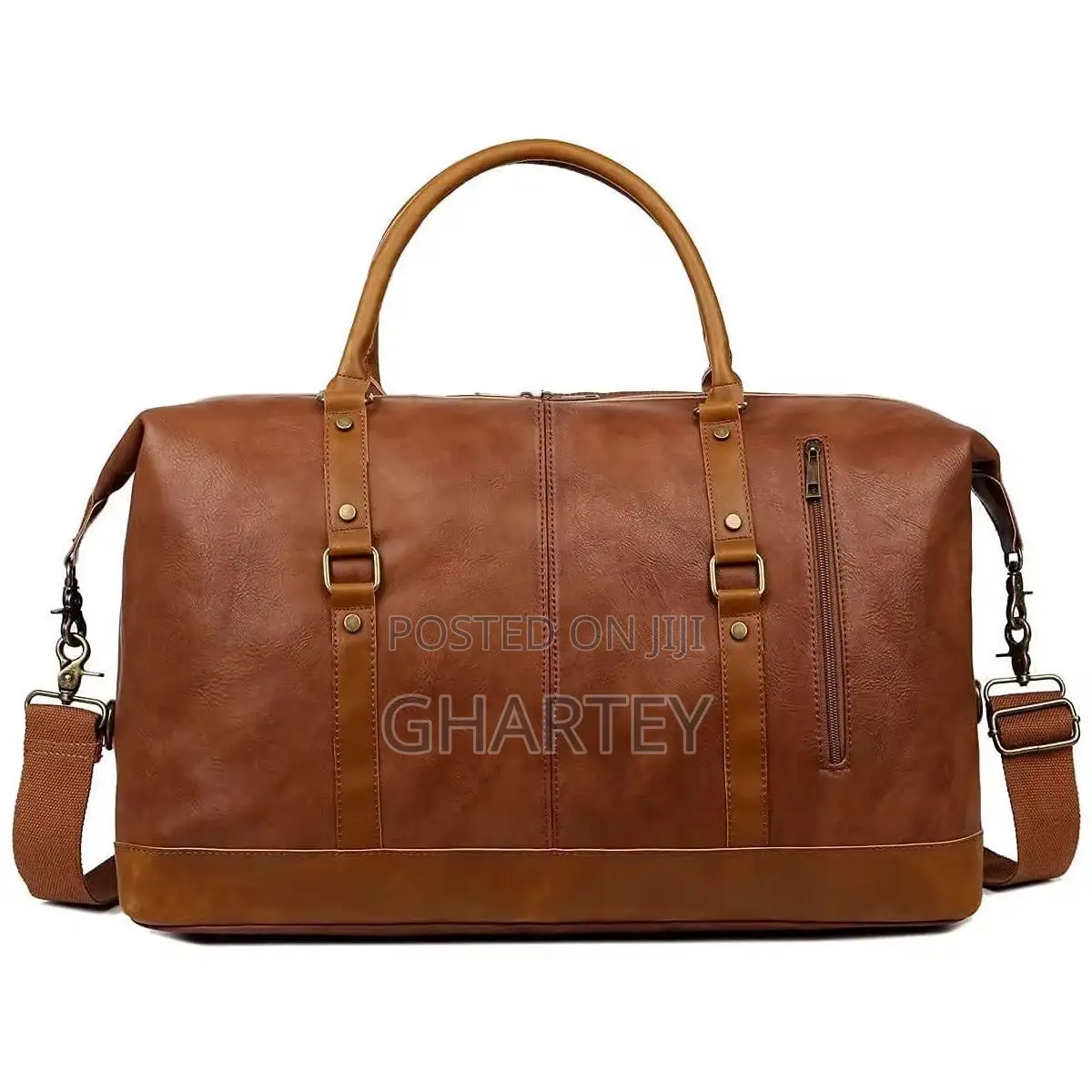 Quality Waterproof Leather Material Duffle Bag || Brown