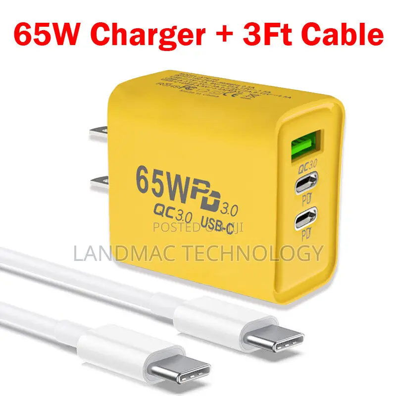 65w Type-C Fast Charger Super Fast Cable for iPad Android