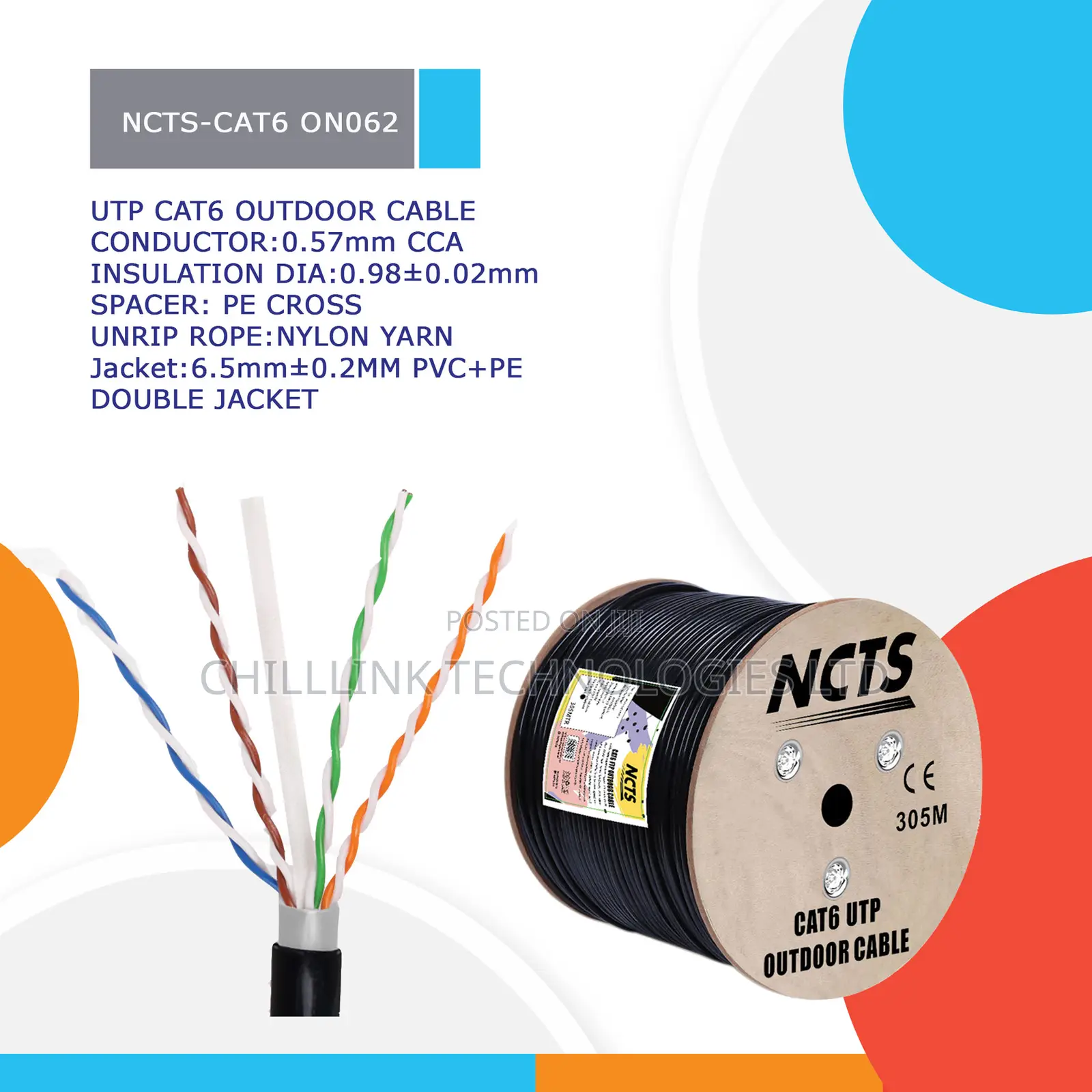 NCTS Cat 6 Utp Outdoor Cable 305m