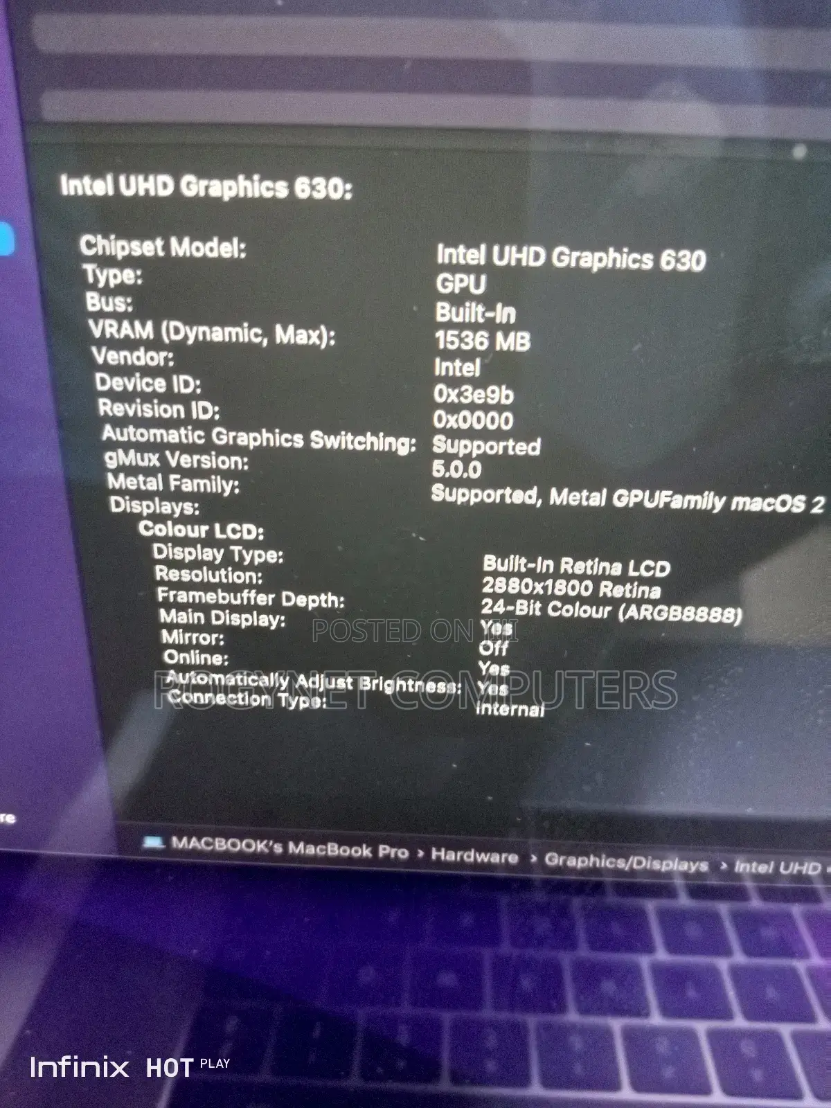 Laptop Apple MacBook Pro 2018 16GB Intel Core i7 SSD 512GB