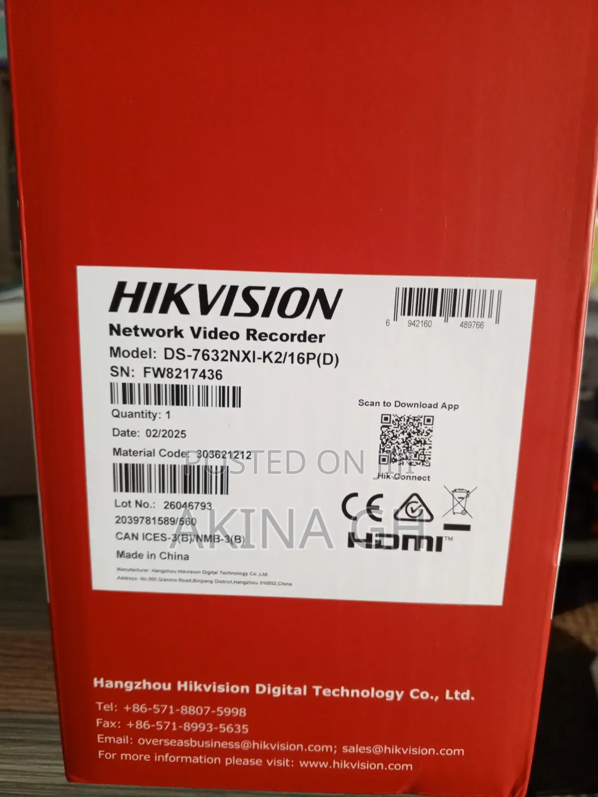 Hikvision Acusense 32ch Poe NVR Ds-7632nxi-/16