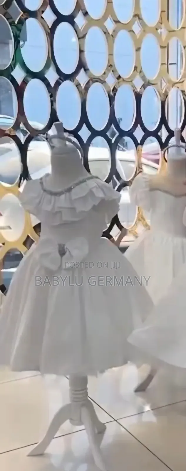 Luxury Turkey Brand White Dress Matching Hair Accessory