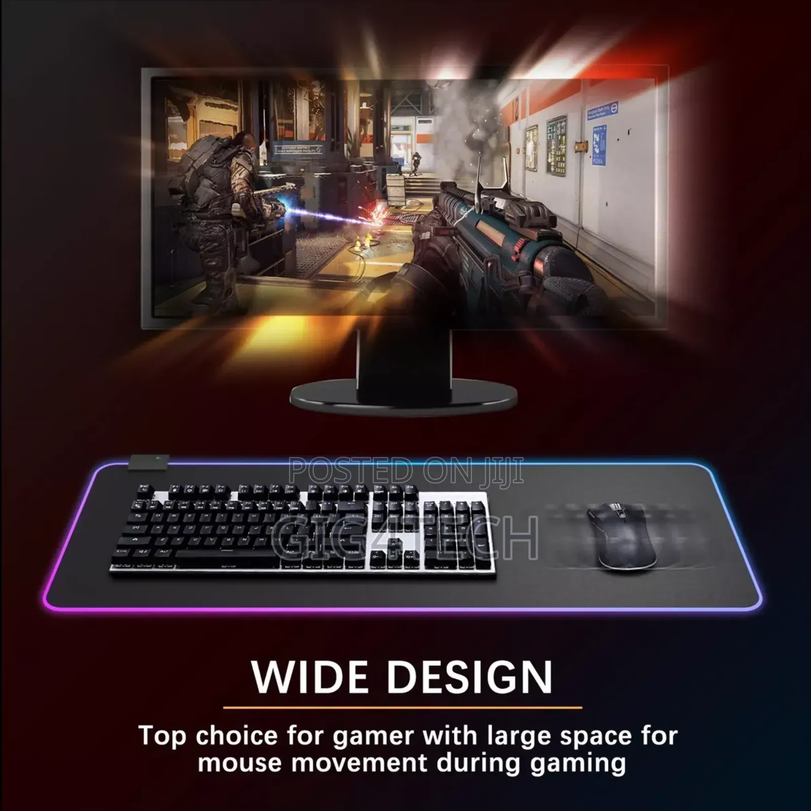 Led Gaming Mouse Pad Large RGB Extended Desk Anti-Slip