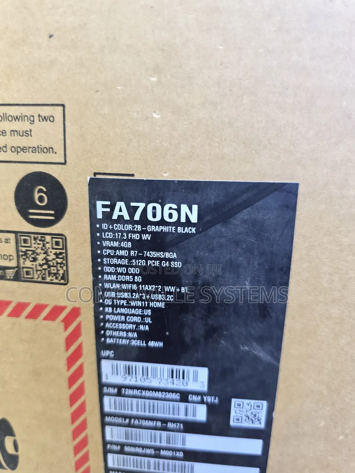 New Laptop Asus TUF Gaming F16 8GB AMD Ryzen 7 SSD 512GB