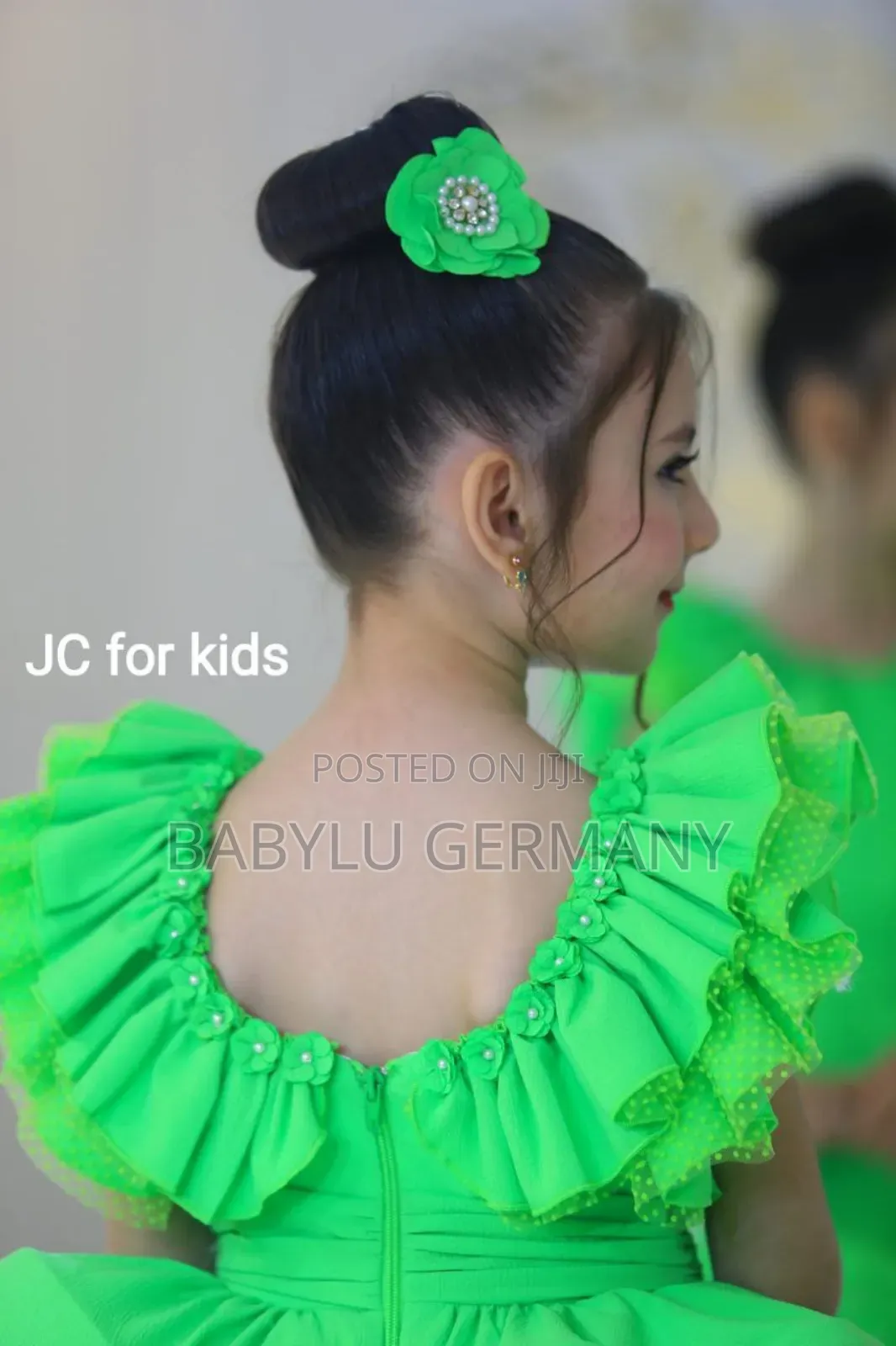 Green Princess Ball Gown, Matching Handbag Hair Accessory