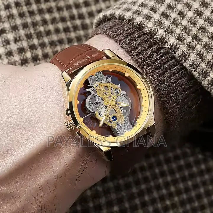 Gold Skeleton Waterproof Quartz Watch