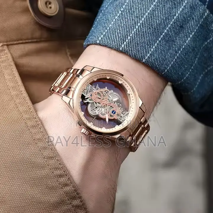 Gold Skeleton Waterproof Quartz Watch
