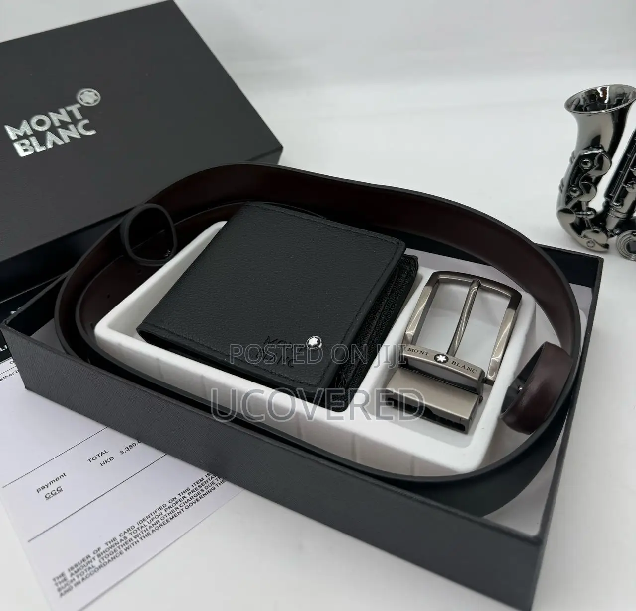 Mont-Blanc Men’S Bifold Flip Id Wallet + Belt